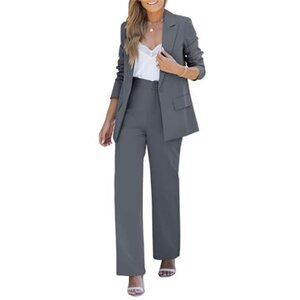 2 Piece Pant Suits for Women Dressy Blazer High Waisted Pants Sets Business